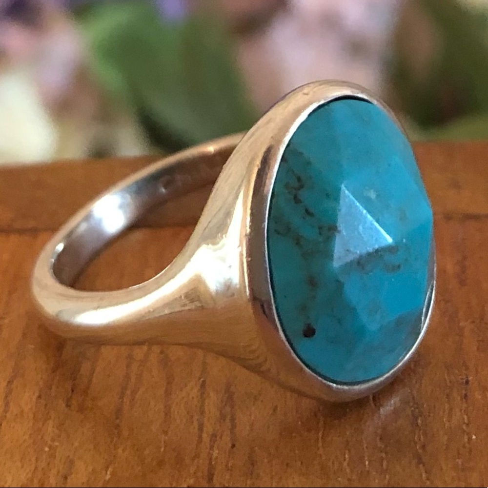 Silpada Sterling Silver and Faceted Turquoise Cabana Ring R3052 Size 6